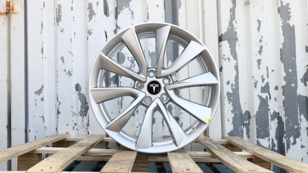 19" Silver Tesla Stiletto Style Wheels Set of 4 19x8.5 +40 5x114.3