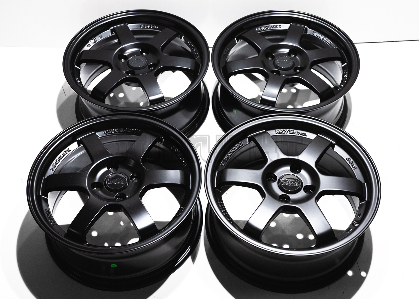 16" Matte Black Rays TE37 Style Wheels (4x100) Square Set