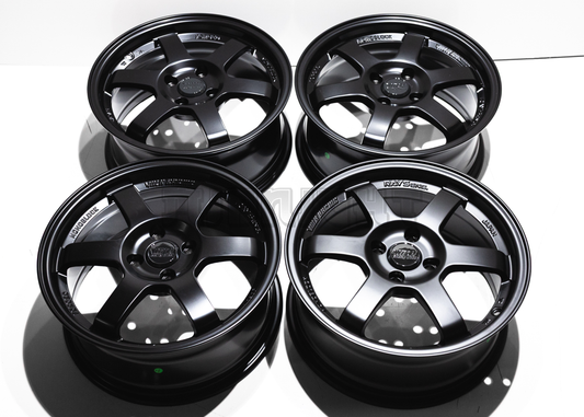 16" Matte Black Rays TE37 Style Wheels (4x100) Square Set