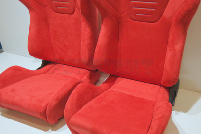 Recaro SR7 Style Red Suede Alcantara Stitch Reclinable Bucket Seat