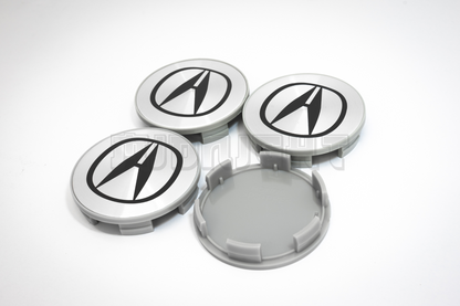 Set Of Four Acura Silver & Black Center Hub Caps