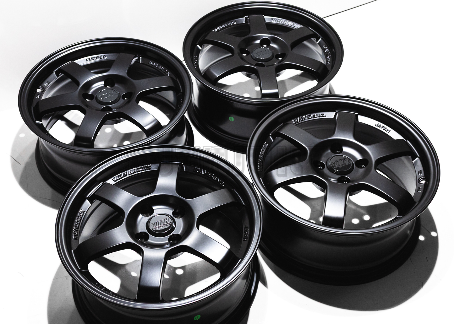 16" Matte Black Rays TE37 Style Wheels (4x100) Square Set