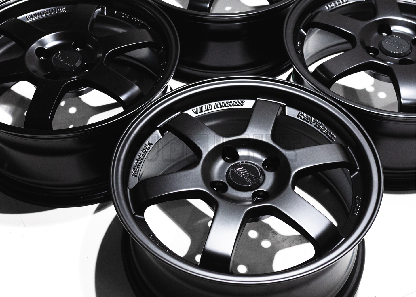 16" Matte Black Rays TE37 Style Wheels (4x100) Square Set