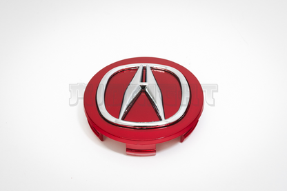 Set Of Four Acura Red & Chrome Center Hub Caps