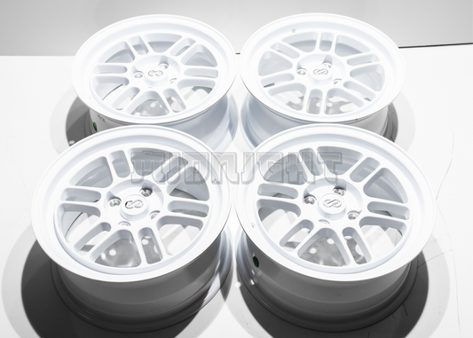 15" White Enkei RPF1 Style Wheels (4x100) Square Set