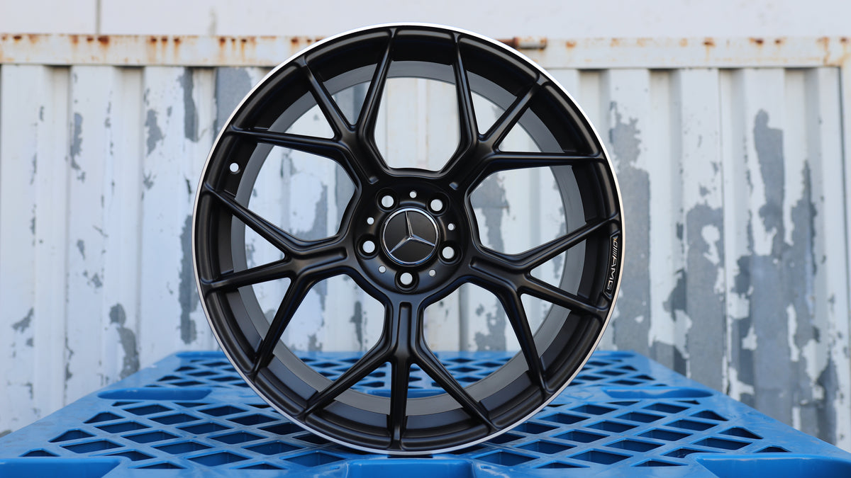 20" Matte Black Machined Lip GT63S AMG Mercedes Style Wheels Staggered Set 20x8.5 +40 / 20x9.5 +45 5x112