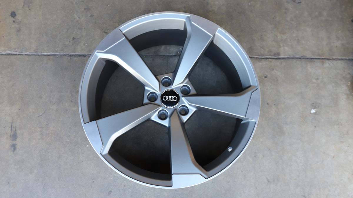 20" Matte Grey Machined Face Audi RS3 Rotor Style Wheels Set of 4 20x9 +35 5x112