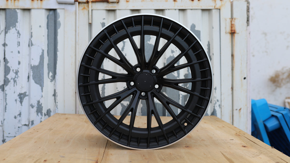 20" Satin Black Machined Lip E53 AMG V2 Mercedes Style Wheels Staggered Set 20x8.5 +35 / 20x9.5 +40 5x112