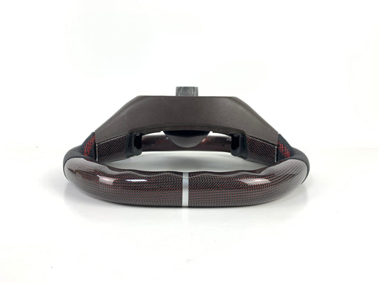 Carbon Fiber Steering Wheel W/ White Stripe For Cadillac CTSV CTS 2008-2014 SLS 2007-2012 SRX 2010-2012