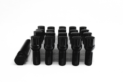 20x Black 14x1.5 Spline Tuner Lug Bolts 28mm Shank Volkswagen Aftermarket Wheel