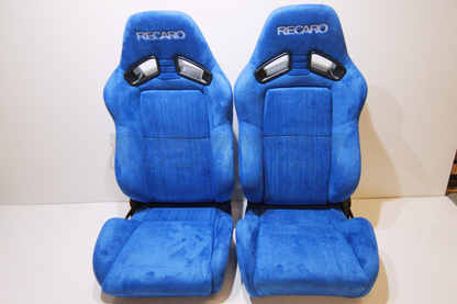 Recaro MS-7 Style Blue Suede Alcantara Reclinable Bucket Seat