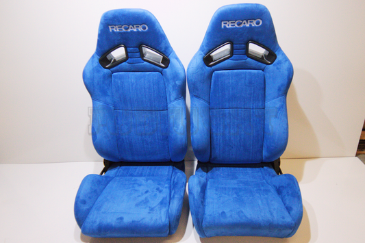 Recaro MS-7 Style Blue Suede Alcantara Reclinable Bucket Seat
