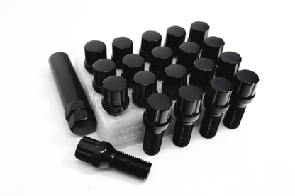 20x Black 14x1.5 Spline Tuner Lug Bolts 28mm Shank Volkswagen Aftermarket Wheel