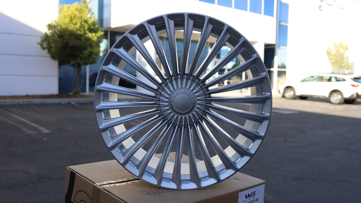 21" Silver AMG Mercedes Style Wheels Staggered Set 21x9 +35 / 21x10 +38.5 5x112