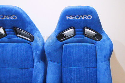 Recaro MS-7 Style Blue Suede Alcantara Reclinable Bucket Seat