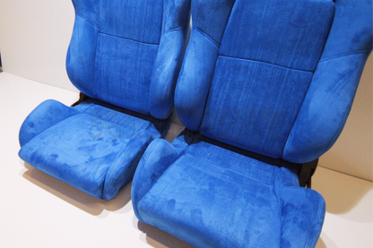 Recaro MS-7 Style Blue Suede Alcantara Reclinable Bucket Seat