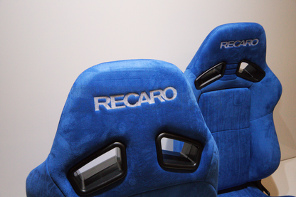 Recaro MS-7 Style Blue Suede Alcantara Reclinable Bucket Seat