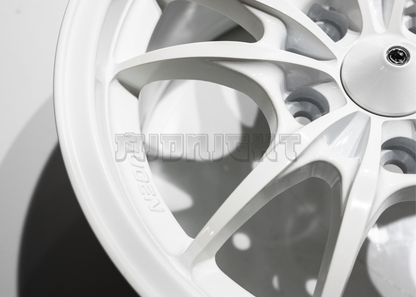 15" White Mugen MF10 Style Wheels (5x114.3) Square Set