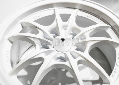 15" White Mugen MF10 Style Wheels (5x114.3) Square Set
