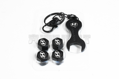 Hyundai Valve Stem Caps With Wrench Keychain