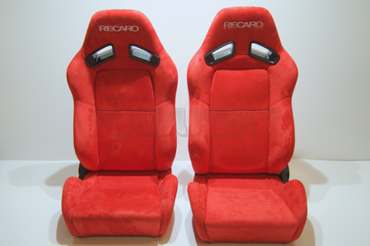 Recaro MS-7 Style Red Suede Alcantara Reclinable Bucket Seat