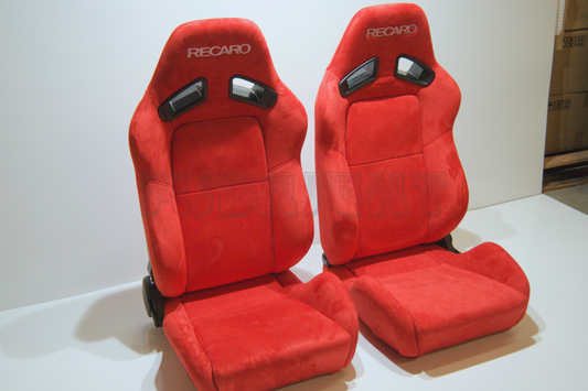 Recaro MS-7 Style Red Suede Alcantara Reclinable Bucket Seat