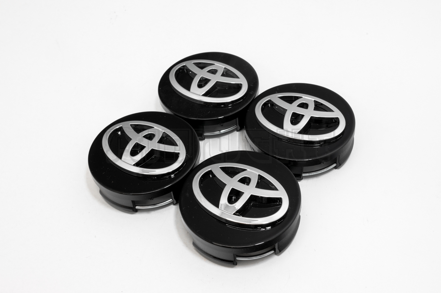 Set Of Four Toyota Black & Silver Wheel Center Hub Caps