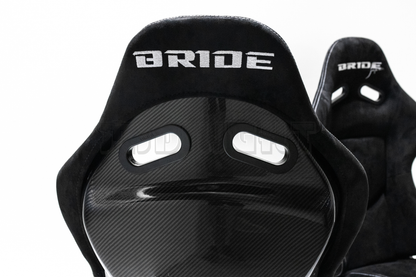 Bride Japan Seats Suede Edition with real carbon fiber back Recliner Black Seat Set.