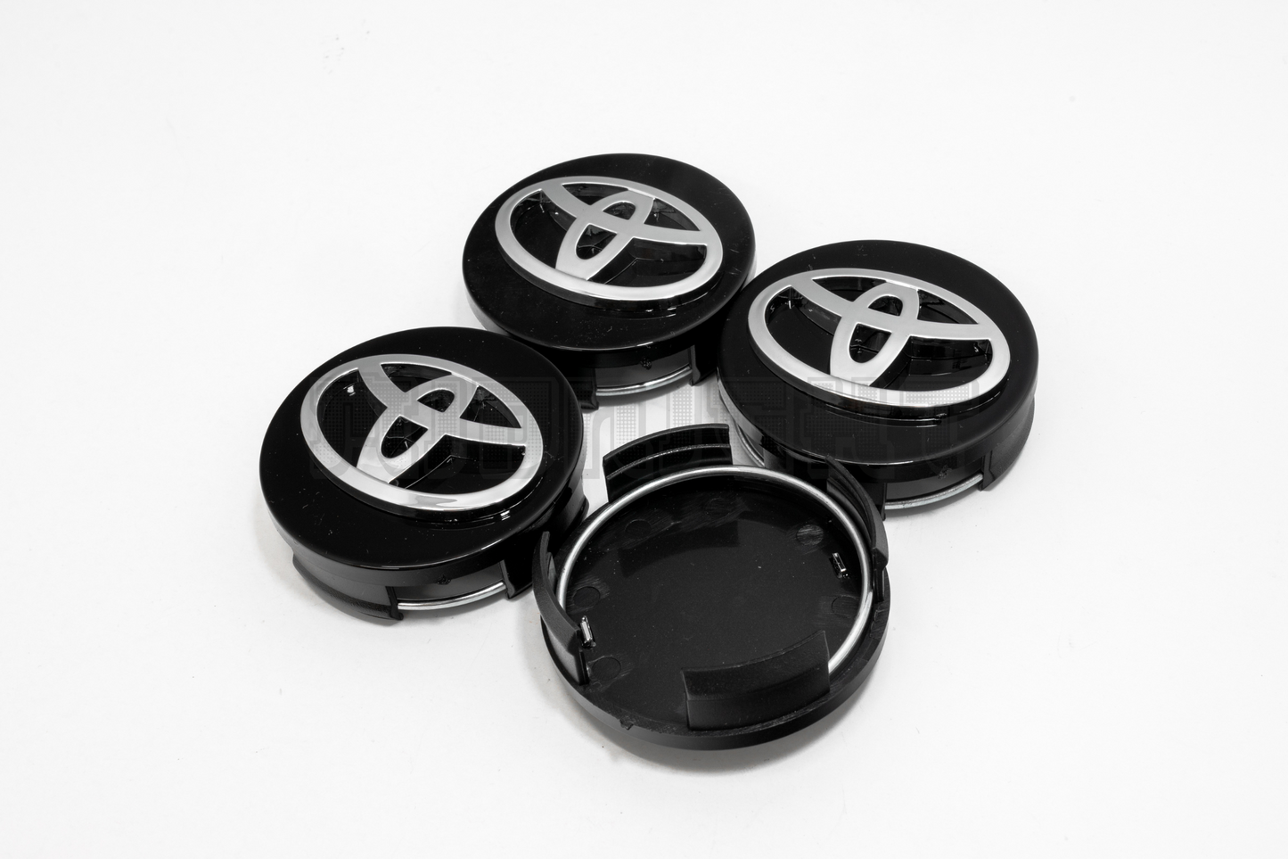 Set Of Four Toyota Black & Silver Wheel Center Hub Caps