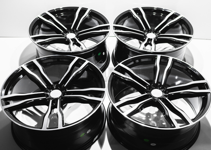 22" Gloss Black Machined Wheels For BMW (5x120) Staggered Set 22x10/11.0