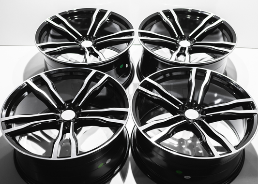 22" Gloss Black Machined Wheels For BMW (5x120) Staggered Set 22x10/11.0