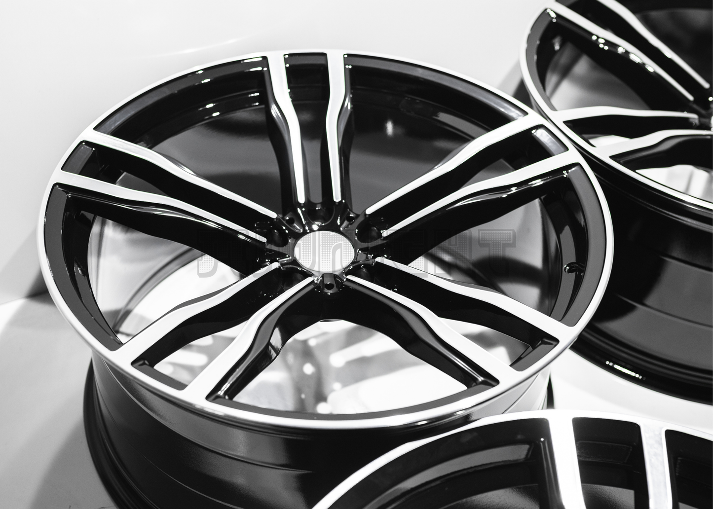 22" Gloss Black Machined Wheels For BMW (5x120) Staggered Set 22x10/11.0