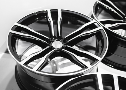 22" Gloss Black Machined Wheels For BMW (5x120) Staggered Set 22x10/11.0