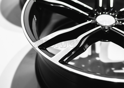 22" Gloss Black Machined Wheels For BMW (5x120) Staggered Set 22x10/11.0
