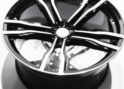 22" Gloss Black Machined Wheels For BMW (5x120) Staggered Set 22x10/11.0