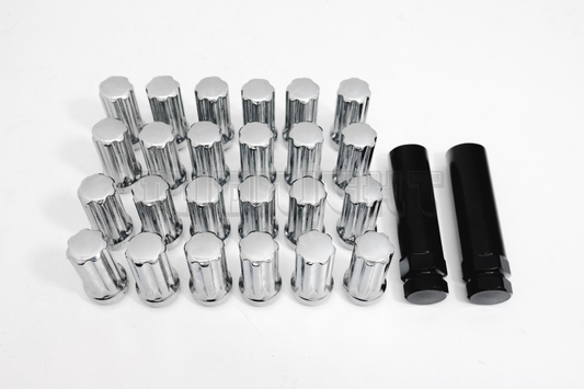 26x 14x1.5 Chrome Wheel Lug Nuts w/ Two Keys for Silverado Sierra Yukon XL 1500