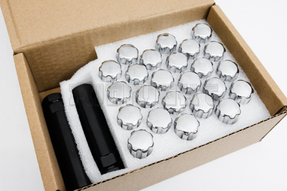 26x 14x1.5 Chrome Wheel Lug Nuts w/ Two Keys for Silverado Sierra Yukon XL 1500
