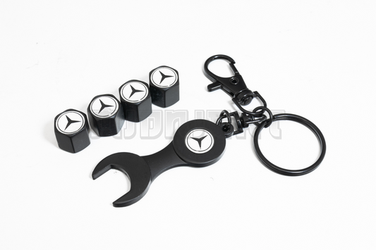 Mercedes Benz Valve Stem Caps With Wrench Keychain