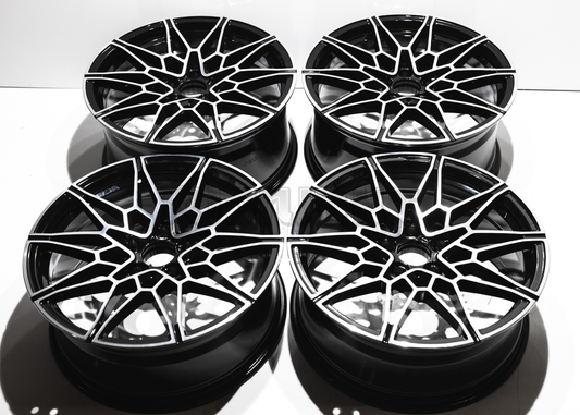 19" Gloss Black Machined M Sport Style Wheels For BMW (5x120) Staggered Set 19x8/9.0