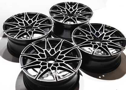 19" Gloss Black Machined M Sport Style Wheels For BMW (5x120) Staggered Set 19x8/9.0
