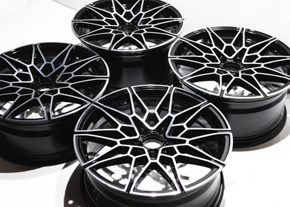 19" Gloss Black Machined M Sport Style Wheels For BMW (5x120) Staggered Set 19x8/9.0