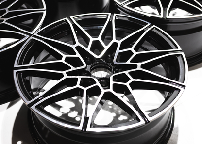 19" Gloss Black Machined M Sport Style Wheels For BMW (5x120) Staggered Set 19x8/9.0