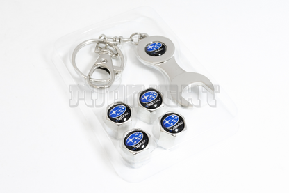 Subaru Valve Stem Caps With Wrench Keychain