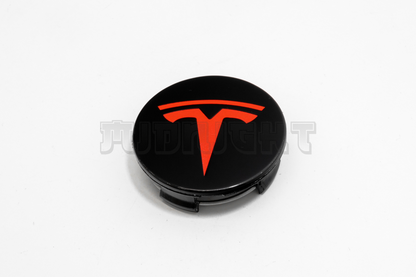 Set Of Four Tesla Black & Red Center Hub Caps