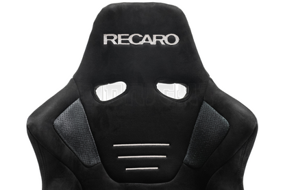 Recaro SR7 Style Black Suede Alcantara Stitch Reclinable Bucket Seat