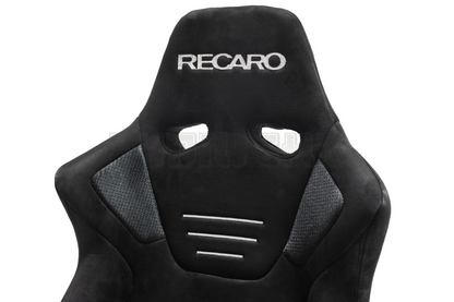 Recaro SR7 Style Black Suede Alcantara Stitch Reclinable Bucket Seat