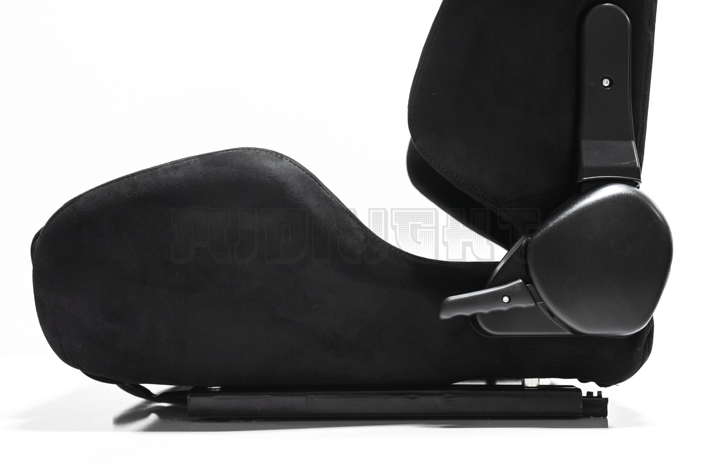Recaro SR7 Style Black Suede Alcantara Stitch Reclinable Bucket Seat