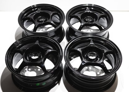 15" Gloss Black 5 Spoke JDM Wheels (4x100) Squared Set