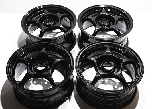 15" Gloss Black 5 Spoke JDM Wheels (4x100) Squared Set