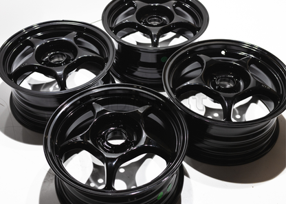 15" Gloss Black 5 Spoke JDM Wheels (4x100) Squared Set